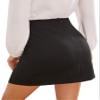 WDIRARA Women's Summer Solid Split Hem Zip Back Mini Workwear Skirt Black XS view 2