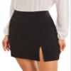 WDIRARA Women's Summer Solid Split Hem Zip Back Mini Workwear Skirt Black XS view 3