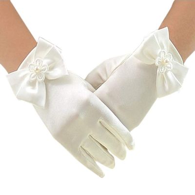 LeJulyeekay Flower Girl Gloves Satin Glove First Communion Short Princess Gloves for Wedding