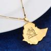 24K Gold Plated Map of Ethiopian Lion Pendant Necklace Africa Gold Chain Necklace Map Jewelry view 2