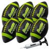 Franklin Sports Junior Footballs - Grip-Rite 100 - Kids Junior Size Rubber Footballs - Youth Balls - 6 Pack of Balls with Pump - Black/Optic view 1