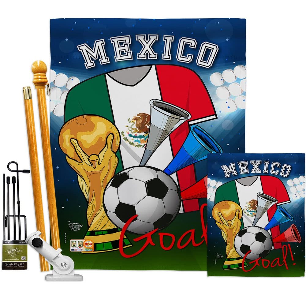 World Cup Mexico Flags Mexican Banner Wall Art Flag Poles For Outside House Stand Outdoor Decorations Garden Tapestry Yard Signs FIFA Gifts Sports Fan Trophy Soccer Game Football Made In USA