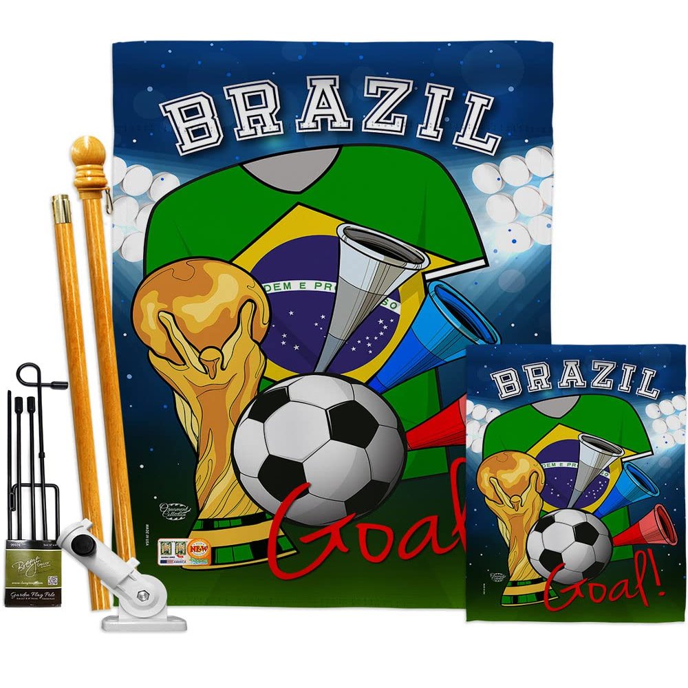 World Cup Brazil Flags Brazilian Banner Wall Art Flag Poles For Outside House Stand Outdoor Decorations Garden Tapestry Yard Signs FIFA Gifts Sports Fan Trophy Soccer Game Football Made In USA