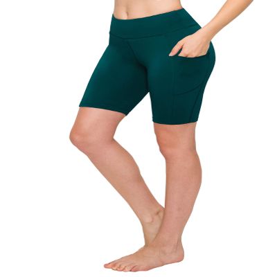 ALWAYS Women Bike Shorts with Pockets - Yoga Legging Pants Dark Teal One Size