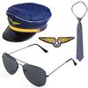 Beelittle Airline Pilot Captain Costume Kit Pilot Dress up Accessory Set with Aviator Sunglasses view 1