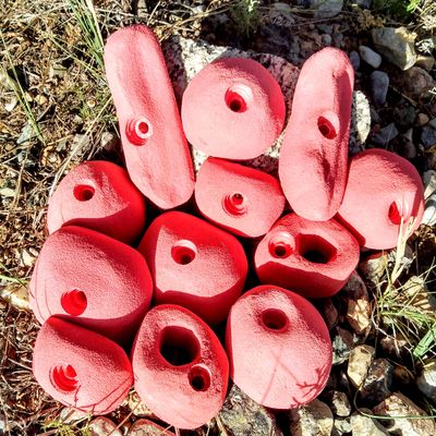 Climbing Holds Pack- 12 Large Bolt-on Holds with Various Difficulty (red)