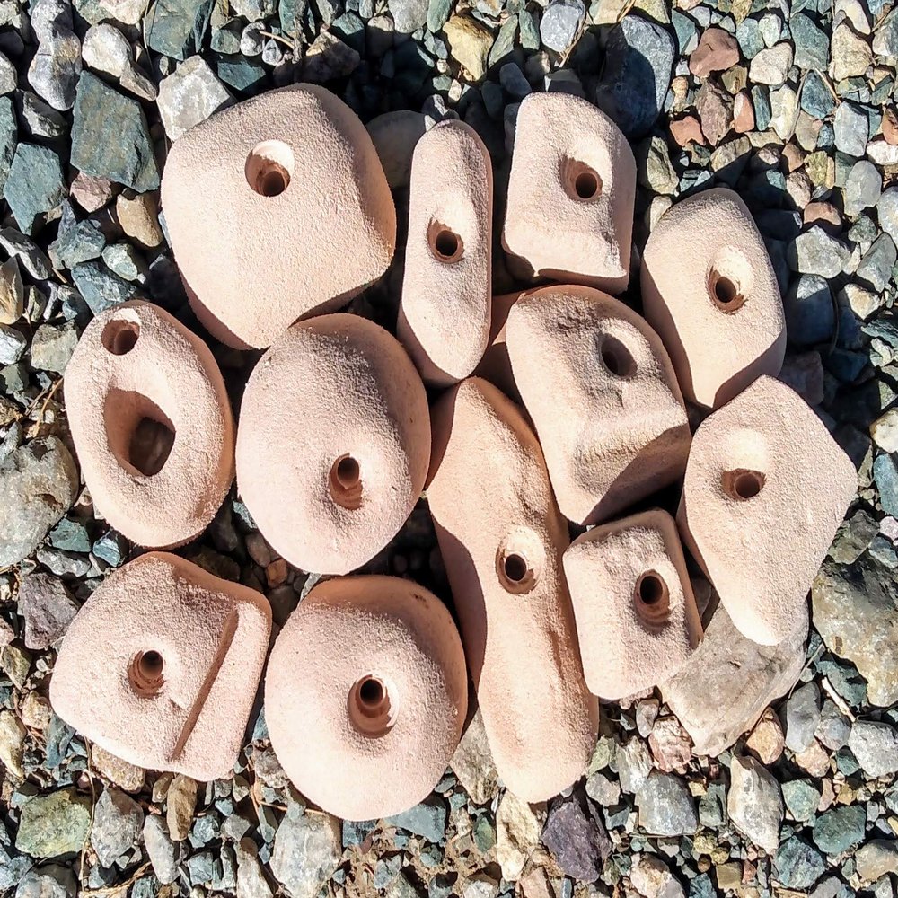 Climbing Holds Pack- 12 Large Bolt-on Holds with Various Difficulty (tan)
