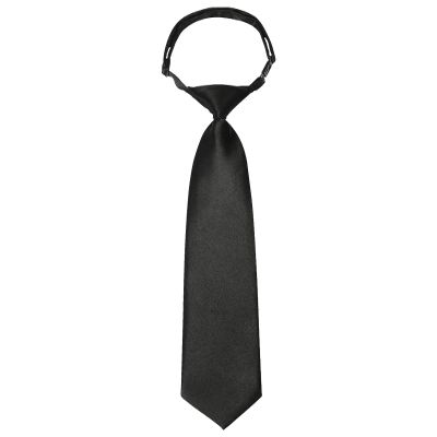 Kajeer Boys Ties for Kids Necktie Solid Adjustable - Woven Boys Pre-tied for Kids Formal Wedding Graduation School Uniforms (Black, M (age 5 years - 12)