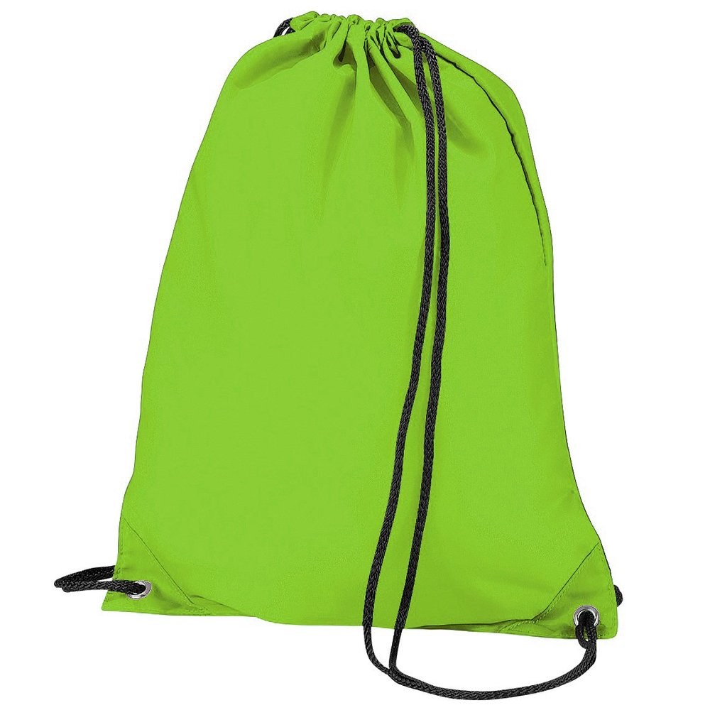 BagBase Budget Water Resistant Sports Gymsac Drawstring Bag (11L) (Pack of 2) (One Size) (Lime Green)