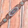 Showman Leather Headstall & Breast Collar Set w/Light Blue & Burgundy Beaded Design view 3
