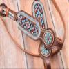 Showman Leather Headstall & Breast Collar Set w/Light Blue & Burgundy Beaded Design view 4