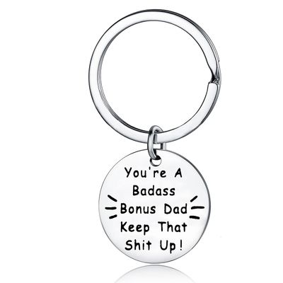 Dad Gifts from Son Daughter Keychain Gifts for Dad Stepdad Key Tags Men Keyrings for Dad Daddy Papa Father Stepfather (You're A Badass Bonus Dad Keep That Shit Up)