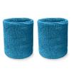 Couver Unisex Cotton Solid/Plain Sweatband Set(Headband x 1+ 4" Wristband x 2) for Sports - Bright Blue view 2