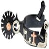 Showman Men's Black Steel Show Spurs w/Copper Cross & Silver Praying Cowboy Design view 1