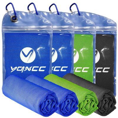 YQXCC Cooling Towels | 4 Pack 47"x12" | Ice Cool for Neck | Microfiber Soft Breathable Chilly | for Yoga, Sports, Golf, Gym, Camping, Running, Fitness, Workout & More Activities