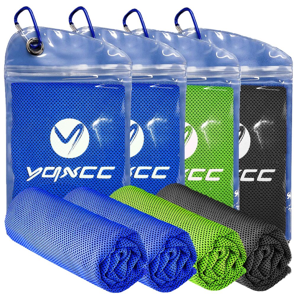 YQXCC Cooling Towels | 4 Pack 47"x12" | Ice Cool for Neck | Microfiber Soft Breathable Chilly | for Yoga, Sports, Golf, Gym, Camping, Running, Fitness, Workout & More Activities