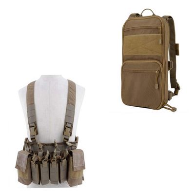 OAREA Camouflage Tactical Vest + MOLLE Military Day Pack Bag for Airsoft Shooting Airsoft Paintball CS Games