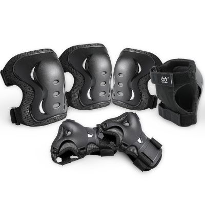Kids/Adult/Youth Knee and Elbow Pads with Wrist Guards 3 in 1 Protective Gear Set for Skateboarding Cycling BMX Bike Scooter Skating Rollerblading Riding (Black, Large (14 Years - Adult))