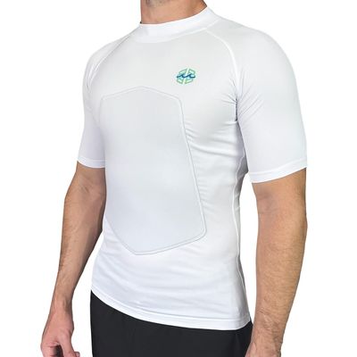 RIBBY SPF 30+ Padded Rash Guard for Surfing, Boogie, Scuba White