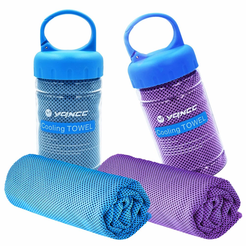 YQXCC Cooling Towel | 2 Pack 47"x12" | Ice Cool for Neck | Soft Breathable Microfiber Chilly | for Yoga, Golf, Gym, Camping, Running, Workout & More Activities