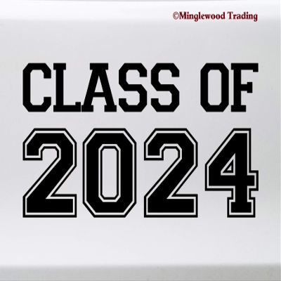 Gold - Class of 2024 Vinyl Sticker - Graduate High School College- 10w x 5h inches Die Cut Decal