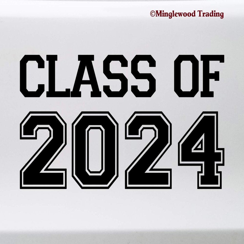 Gold - Class of 2024 Vinyl Sticker - Graduate High School College- 10w x 5h inches Die Cut Decal