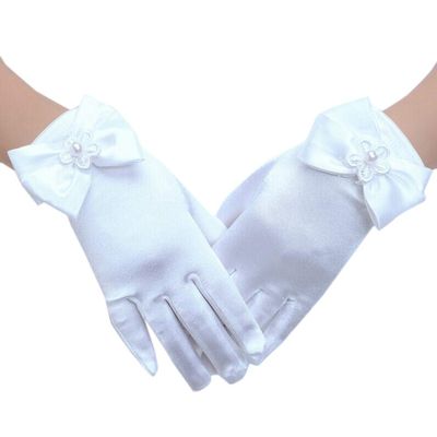 LeJulyeekay Flower Girls Gloves Pageant Lace Wrist Length Lace Wedding Dress Gloves 5-12Yrs