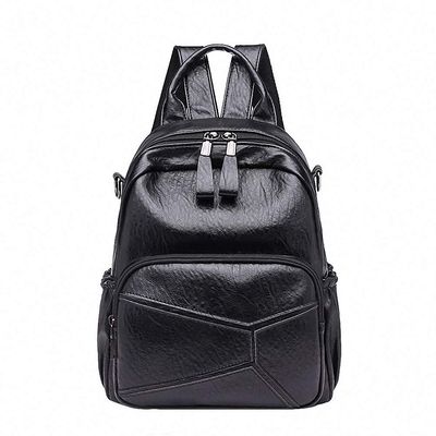 Bag Backpack Soft Leather College Wind Multi-purpose Three-pack Black