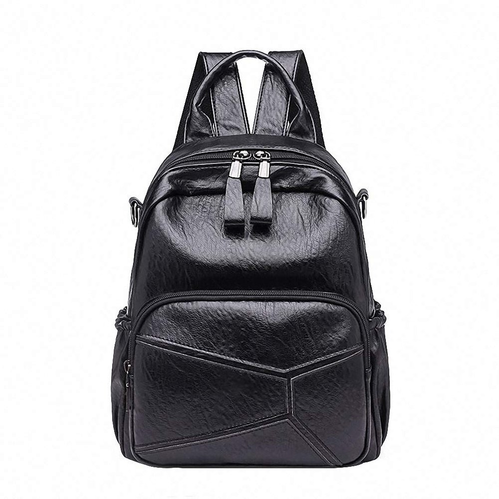 Bag Backpack Soft Leather College Wind Multi-purpose Three-pack Black