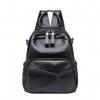 Bag Backpack Soft Leather College Wind Multi-purpose Three-pack Black view 1