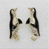Faship Clear Premium Rhinestone Crystal Gold Plated Penguin Pierced Earrings - Clear/Gold Plated view 2