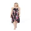 Women's Hawaiian Luau Halter Floral Print Halter Dress M Pink Black Hibiscus Vine view 1