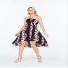 Women's Hawaiian Luau Halter Floral Print Halter Dress M Pink Black Hibiscus Vine view 3