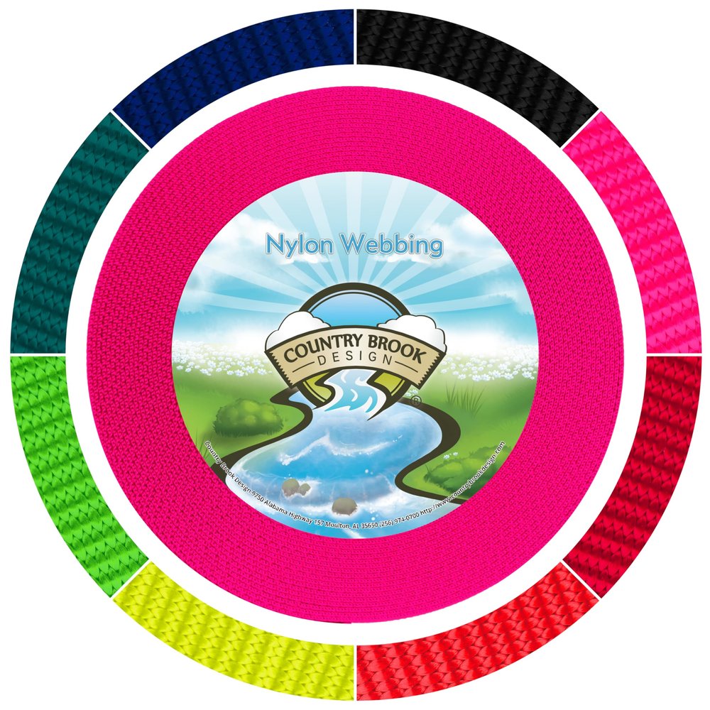 Country Brook Design - Hot Pink Reflective Nylon Webbing (3/4 Inch, 50 Yards)