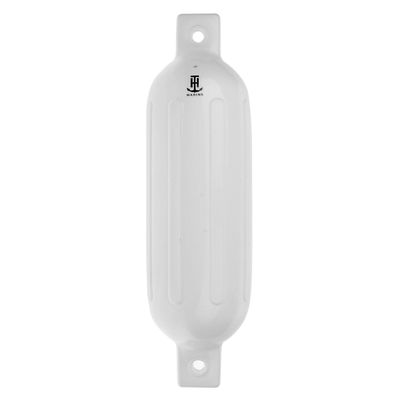 T-H Marine Ribbed Boat Fender | Premium Marine Grade PVC | Two Eye Holes for Horizontal or Vertical Deployment | 5.5" x 20", White