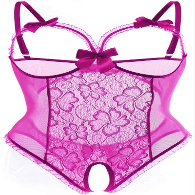 AIBINGGE Lingerie for Women One-Piece Teddy Lingerie Sexy Bodysuit Lace Nightie S-3XL(Purple,3XL)