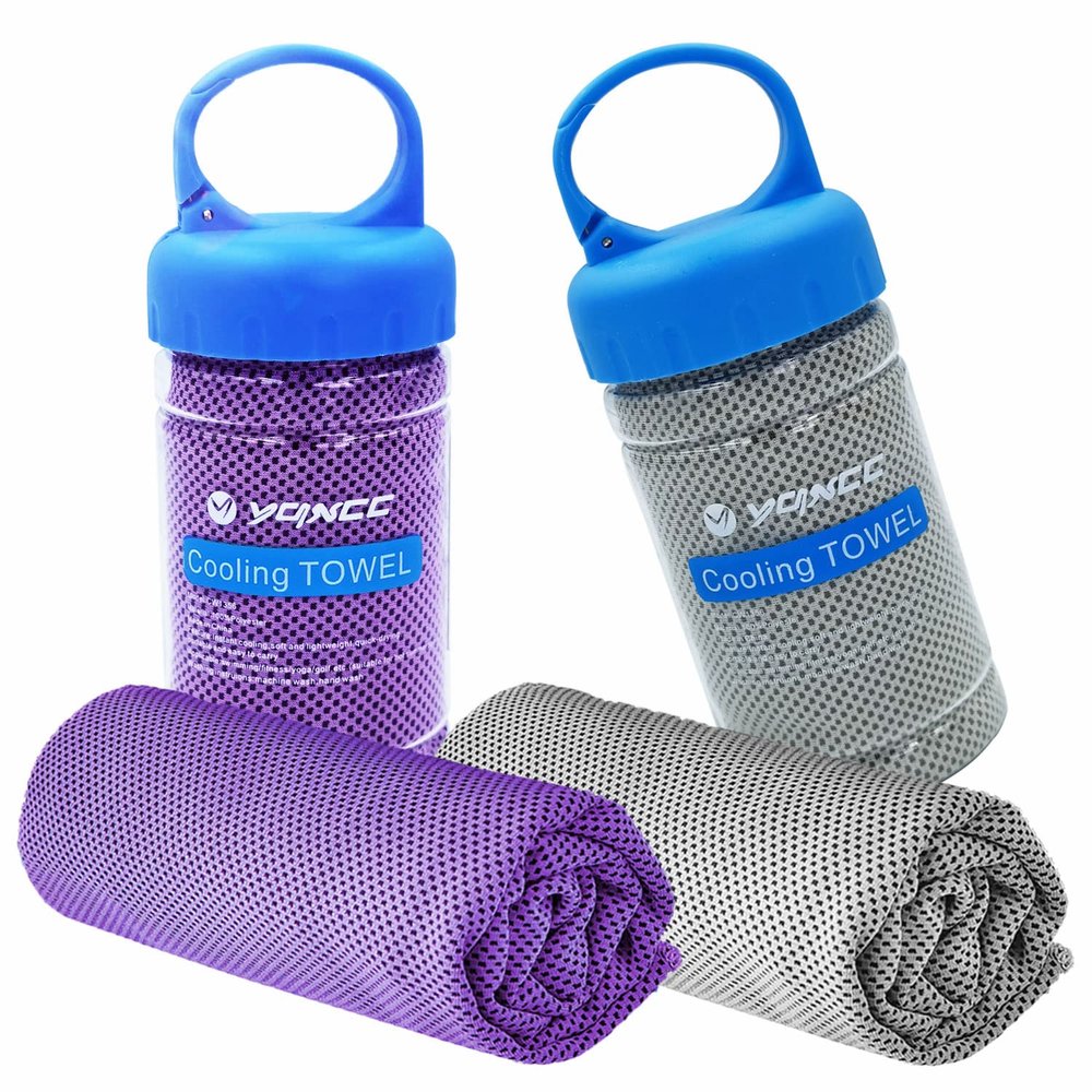 YQXCC Cooling Towel | 2 Pack 47"x12" | Ice Cool for Neck | Soft Breathable Microfiber Chilly | for Yoga, Golf, Gym, Camping, Running, Workout & More Activities
