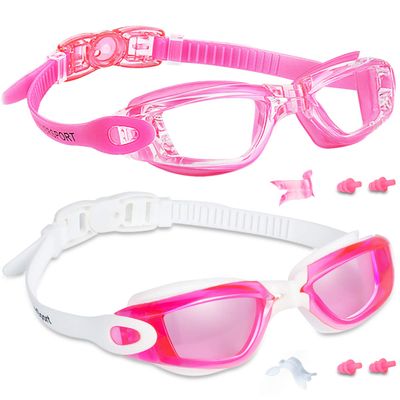 EverSport Kids Swim Goggles, Pack of 2 Swimming Goggles for Children Teens, Anti-Fog Anti-UV Youth Swim Glasses Leak Proof for Age4-16