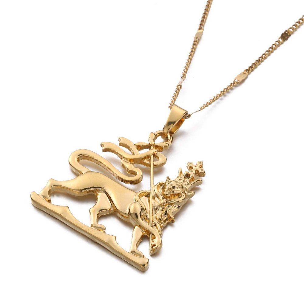 African Ethiopian Lion Pendant Necklace Lion of Judah Jewelry Charms Ethnic Gifts