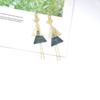 HAPPYAN Fashion Copper Material Triangle Geometric Clip on Earrings Without Pierced for Women Ear Clip (Green) view 3