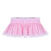 ranrann Adult Anime Cosplay Fancy Dress Plaid Pleated Lace Trim Mini Skirt Gingham A Line Short Tutu Skirted Pink Small view 3