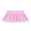 ranrann Adult Anime Cosplay Fancy Dress Plaid Pleated Lace Trim Mini Skirt Gingham A Line Short Tutu Skirted Pink Small view 4