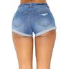 Tulucky Womens Mid Waist Denim Shorts Ripped Hole Juniors Short Jeans(FoldedHemLightBlue,XL) view 3