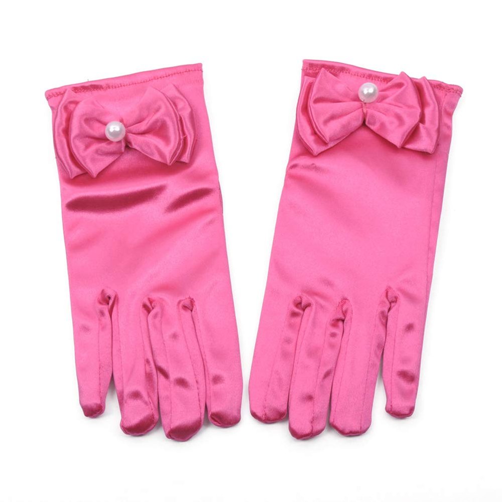 LeJulyeekay Girls Gloves Short Communion Gloves with Pearls for Wedding Dress Finger Gloves