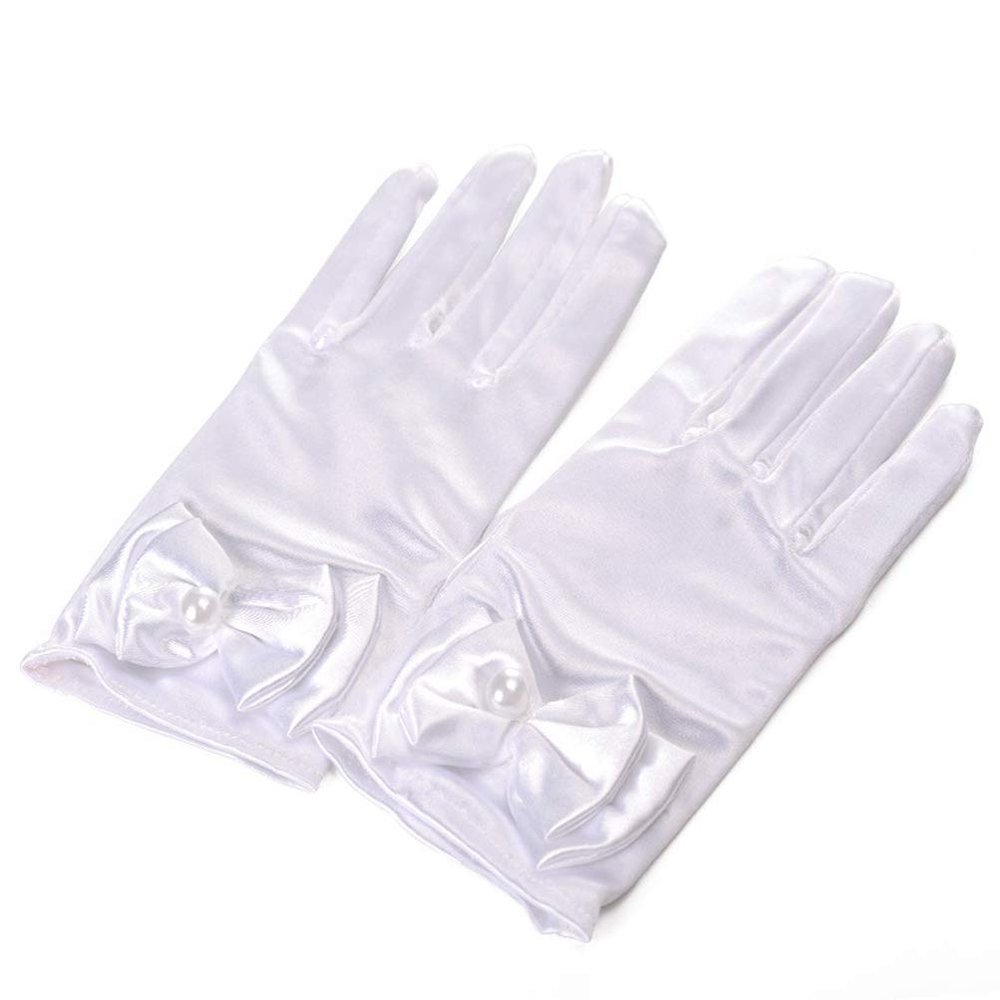 LeJulyeekay Flower Girls Gloves Pageant Lace Wrist Length Lace Wedding Dress Gloves 5-12Yrs