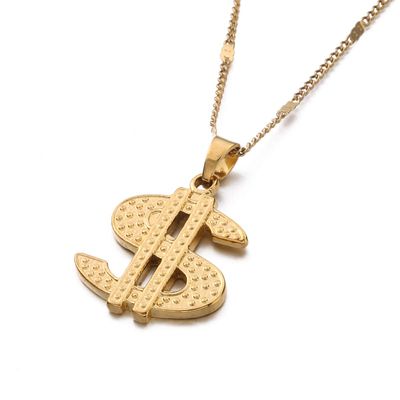 18K Gold Plated United States Dollar Money Sign Pendant Necklace (Dollar)