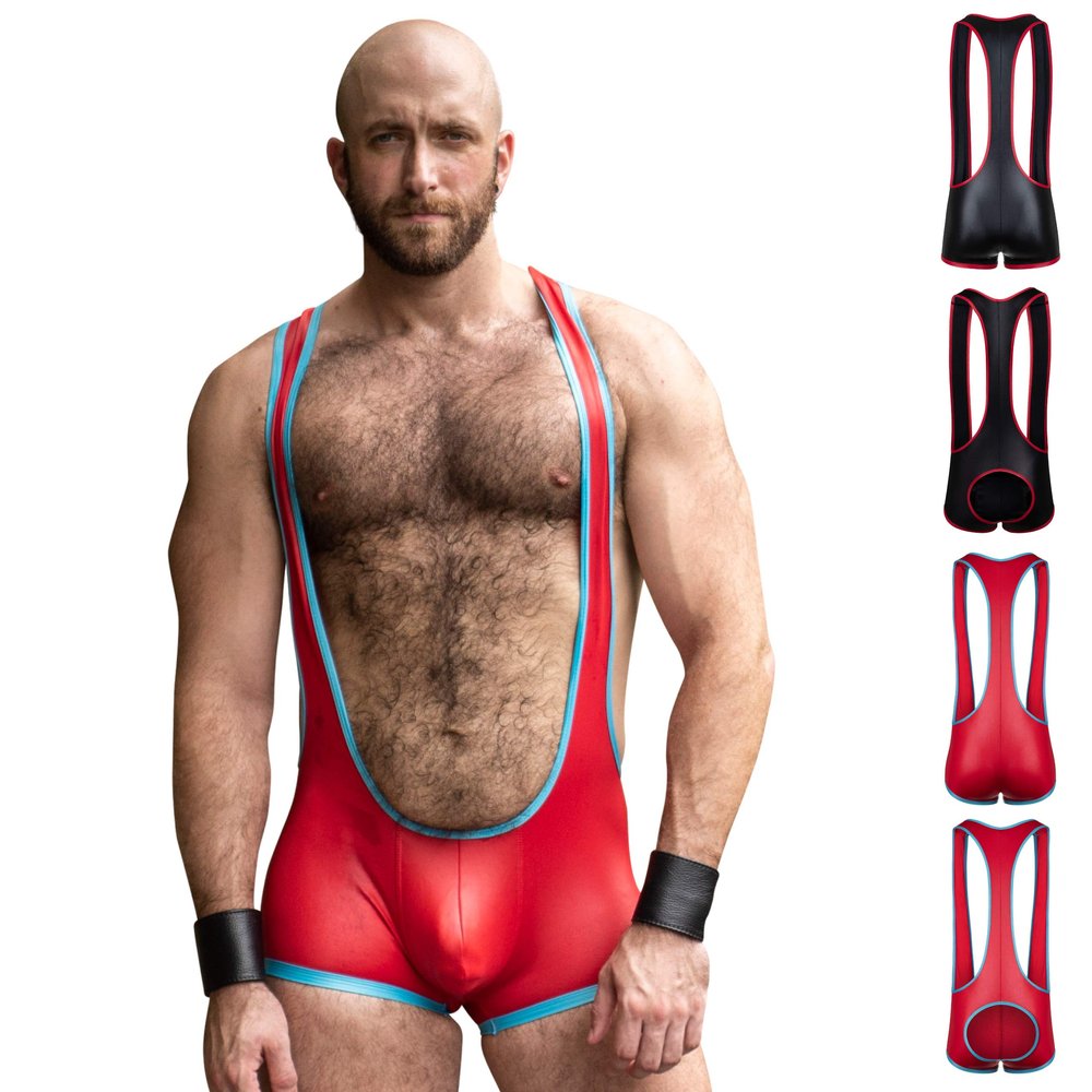 Gruff Pup Impulse Singlet - Red/Blue - Full Coverage - XX-Large