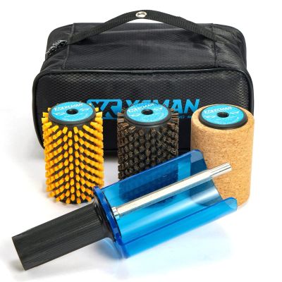 XCMAN Ski Roto Brush Kit 100mm Length-Nylon,Horsehair,Cork,Axle with Handle and Safety Shield/Hood