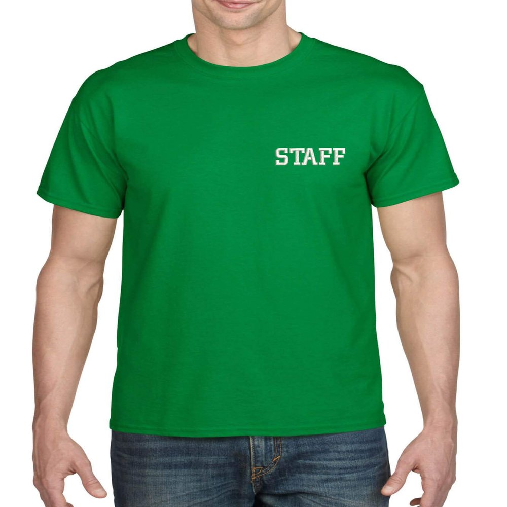 ALLNTRENDS Men's T Shirt Staff Embroidered Officer Top Work Embroidery Tee (S, Irish Green)