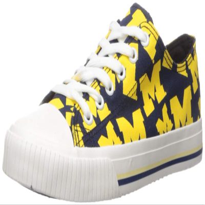 FOCO Michigan Wolverines NCAA Womens Low Top Repeat Print Canvas Shoes - 10